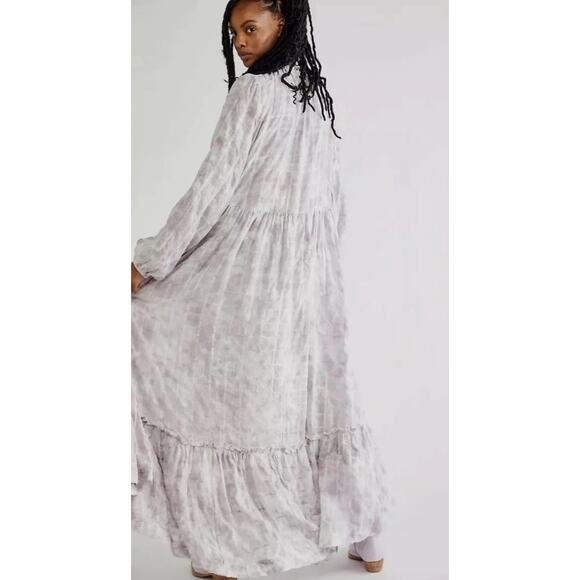 Free People Washed Tie Dye Edie Maxi Dress Xlarge White Duster - Picture 1 of 5